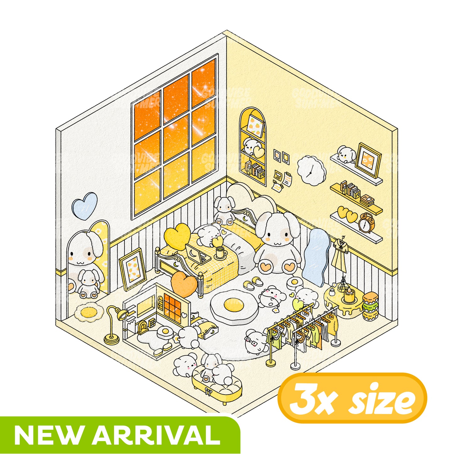 Yellow Bunny Bedroom 3x Size