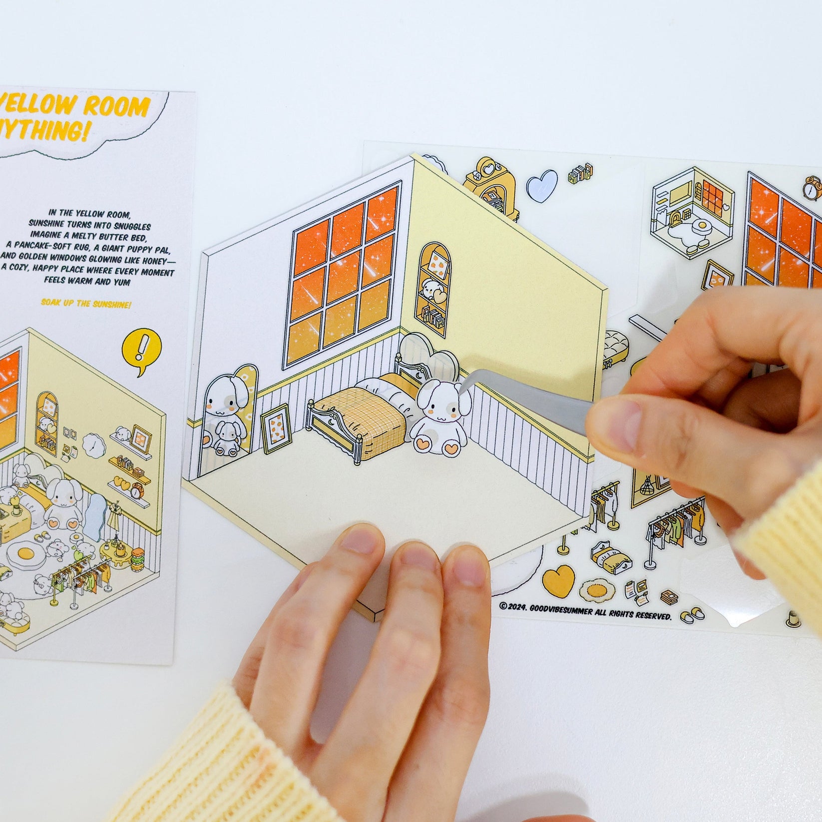 Child engaging with a GOODVIBESUMMER sticker kit