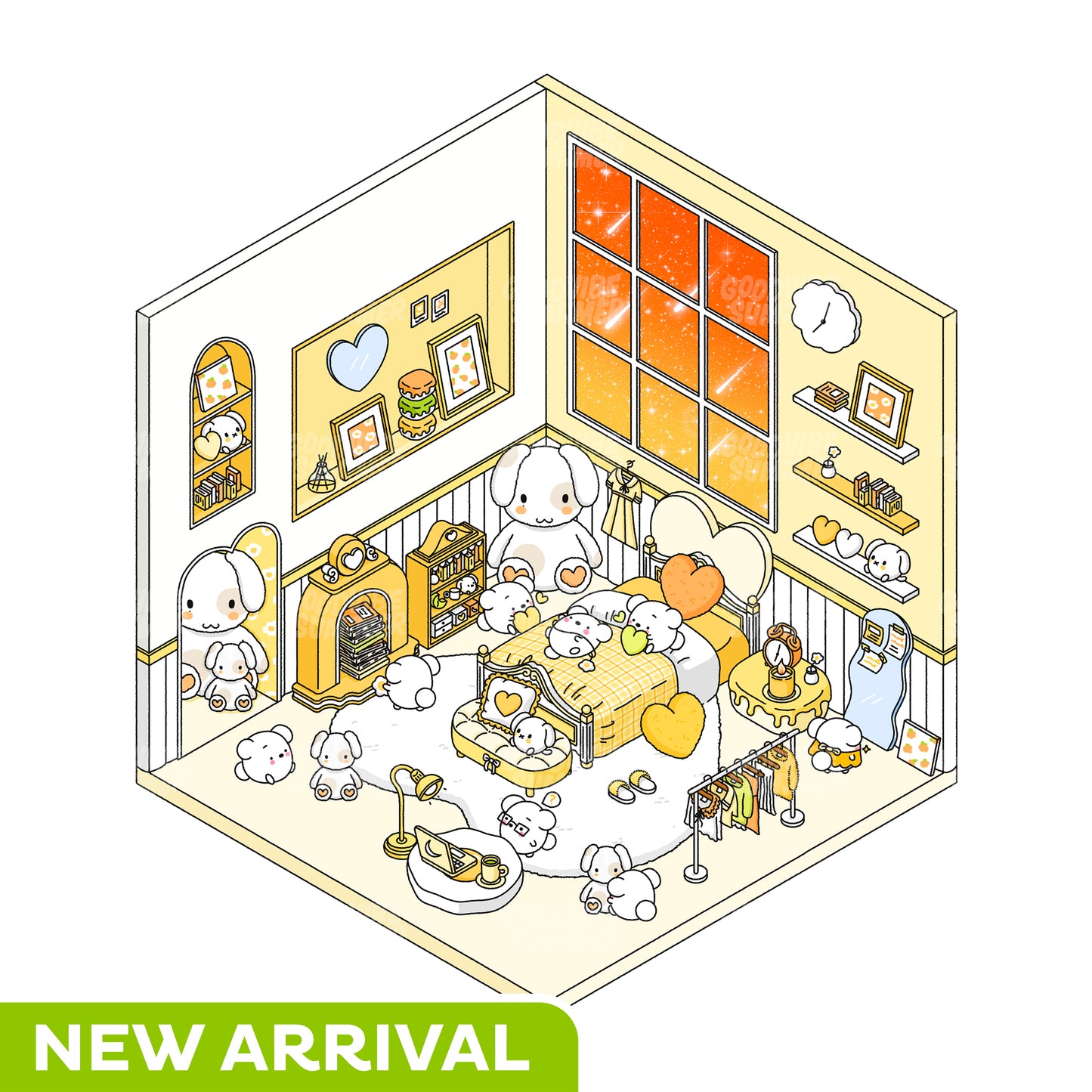 黄色いウサギの寝室